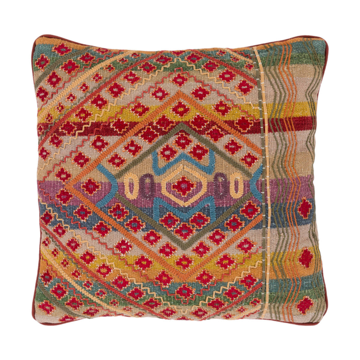 Monetta 20 X 20 inch Bright Red and Peach Pillow Kit