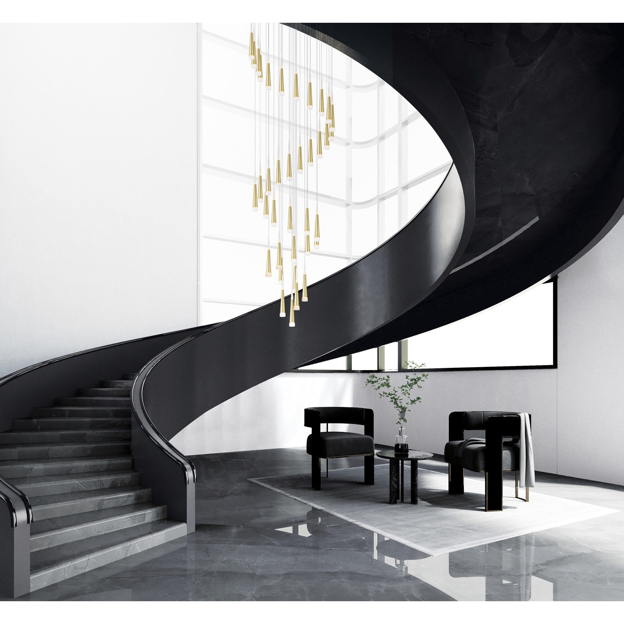 Andes LED 40 inch Satin Gold Multi Light Pendant Ceiling Light