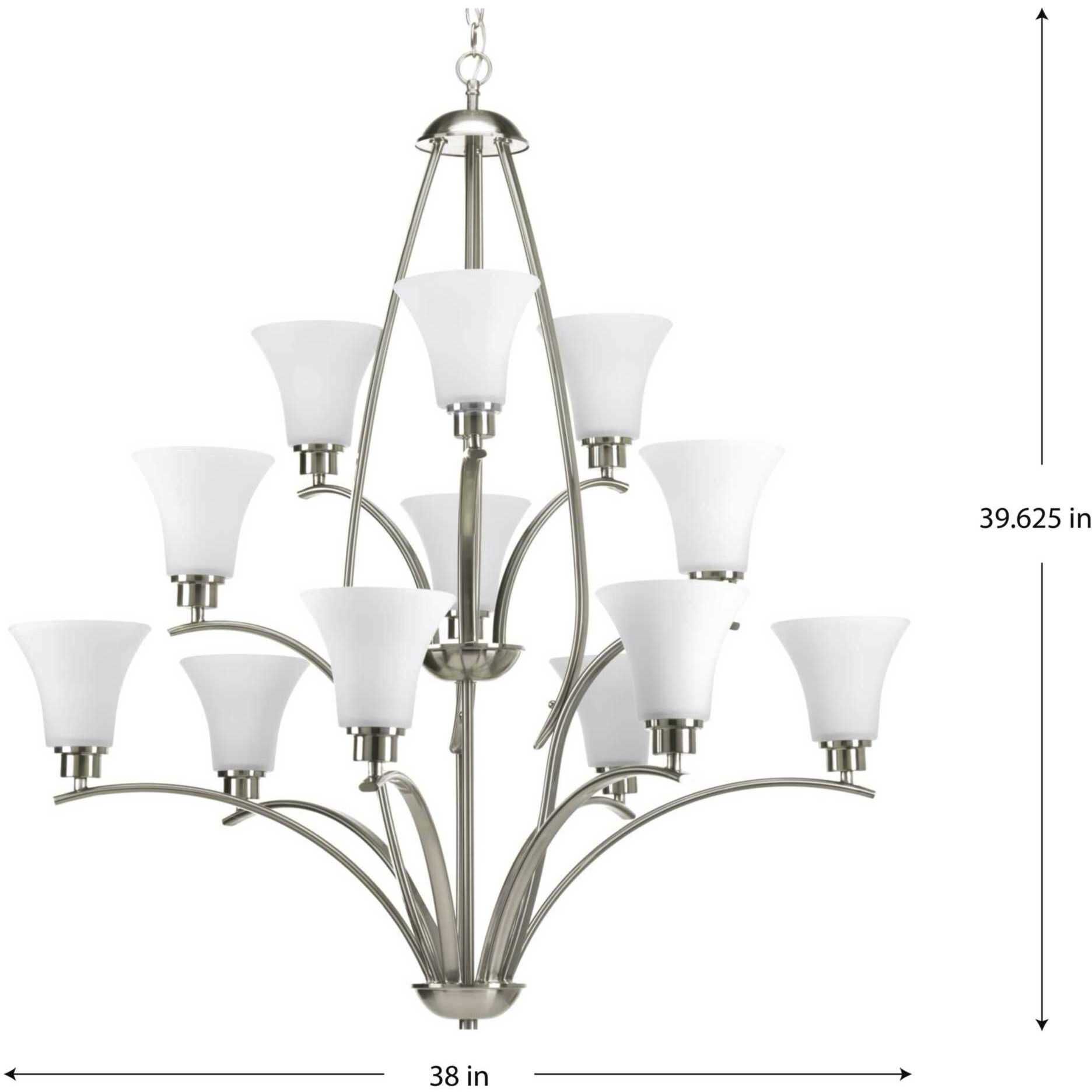 Athy 12 Light 38 inch Brushed Nickel Chandelier Ceiling Light