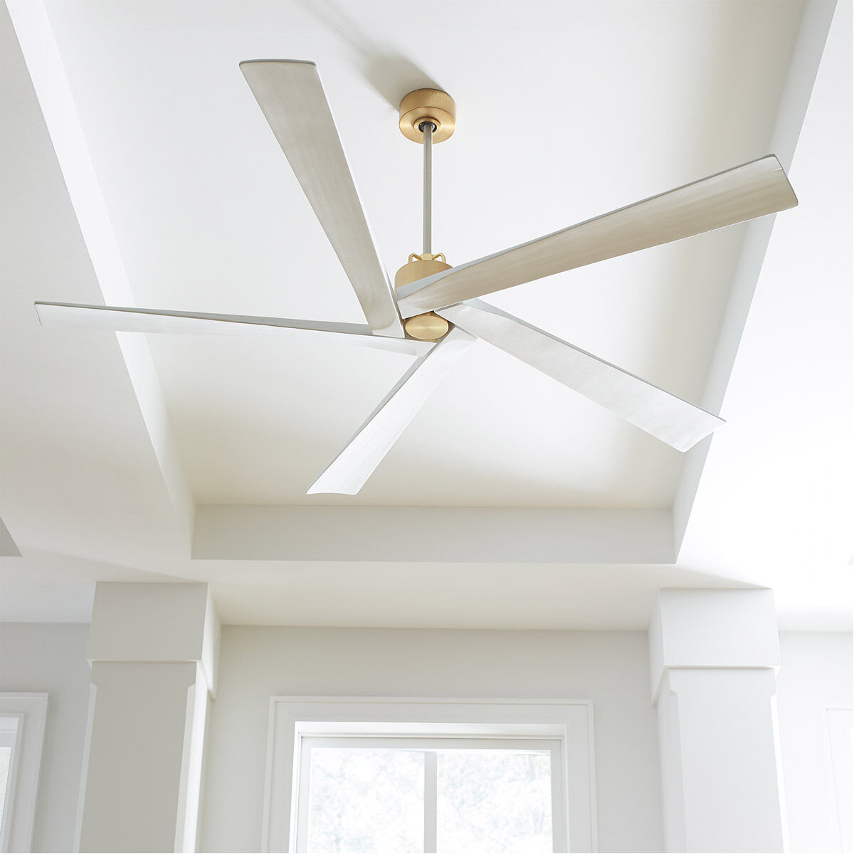 Aspen 70 inch Burnished Brass with Matte White Blades Ceiling Fan