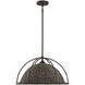 Trentino 3 Light 21.75 inch Gunsmoke with Gray Rattan Pendant Ceiling Light