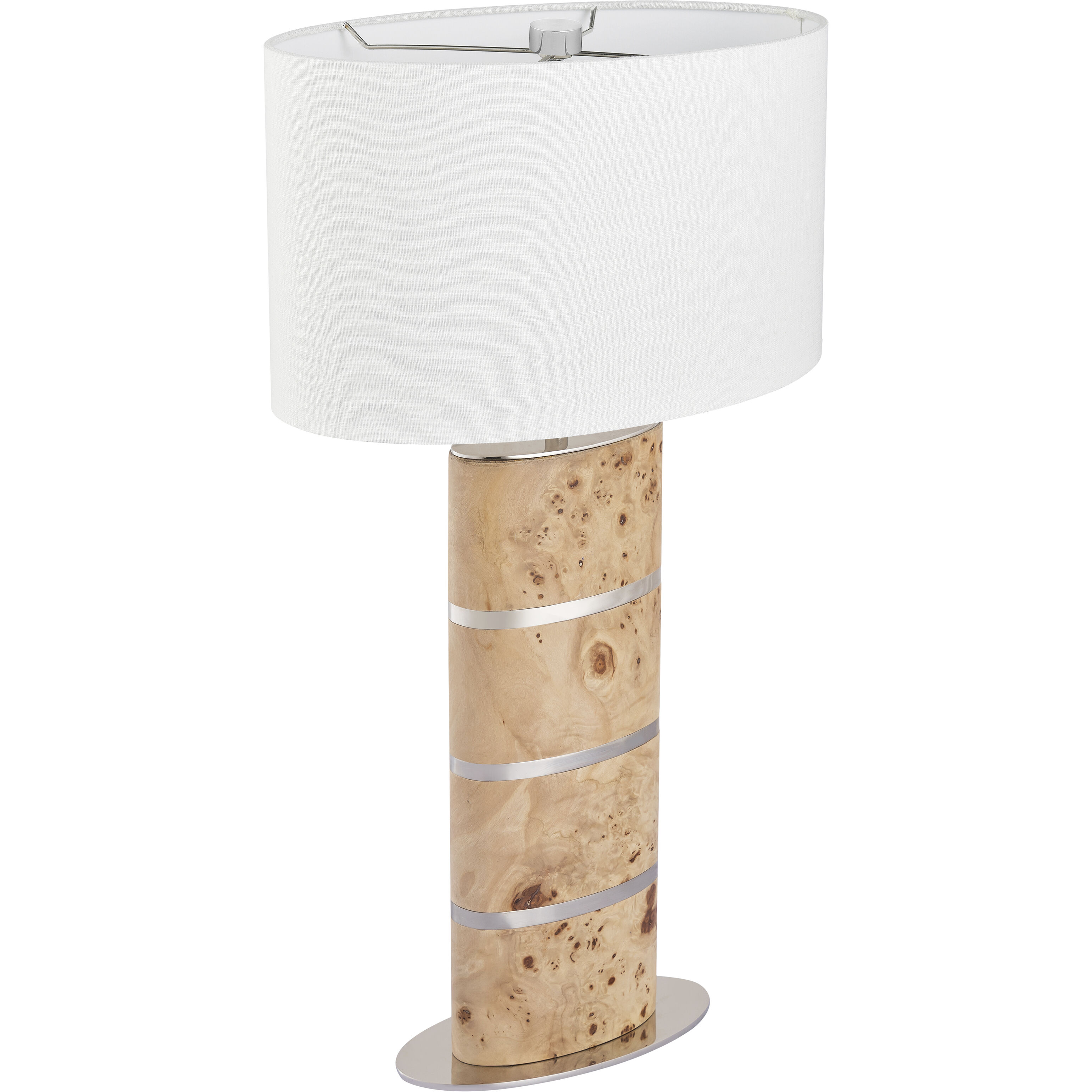Cahill 28 inch 100 watt Natural Burl with Polished Nickel Table Lamp Portable Light