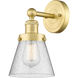 Cone 1 Light 6.5 inch Satin Gold Sconce Wall Light in Seedy Glass, Small
