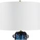 Aura 27.75 inch 150 watt Blue Glass and Brushed Brass Table Lamp Portable Light