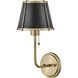 Clarke 1 Light 7.25 inch Warm Brass Sconce Wall Light in Warm Brass with Black