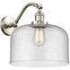 Franklin Restoration X-Large Bell LED 12 inch Brushed Satin Nickel Sconce Wall Light in Seedy Glass, Franklin Restoration