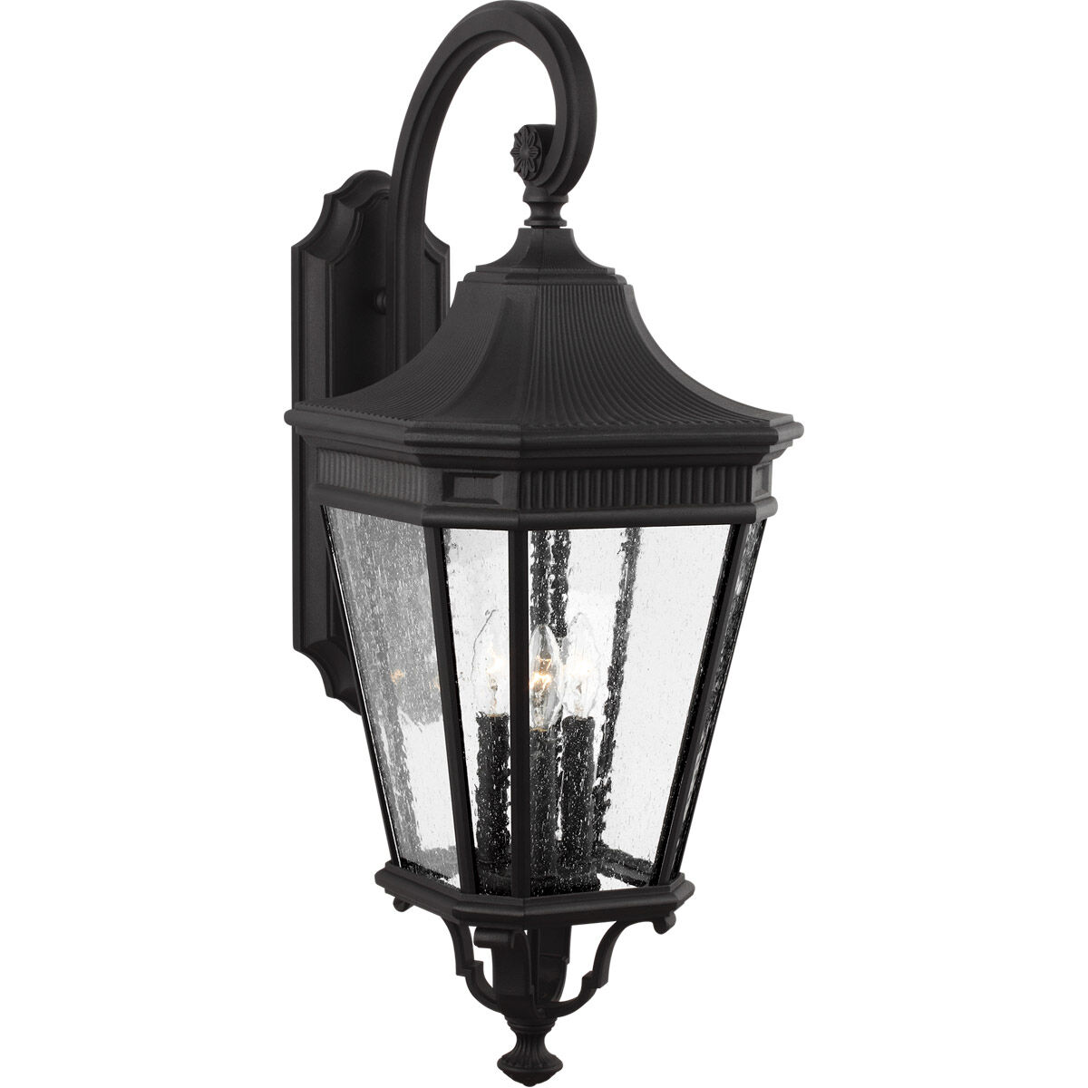 Cotswold Lane 3 Light 30 inch Black Outdoor Wall Lantern, Large