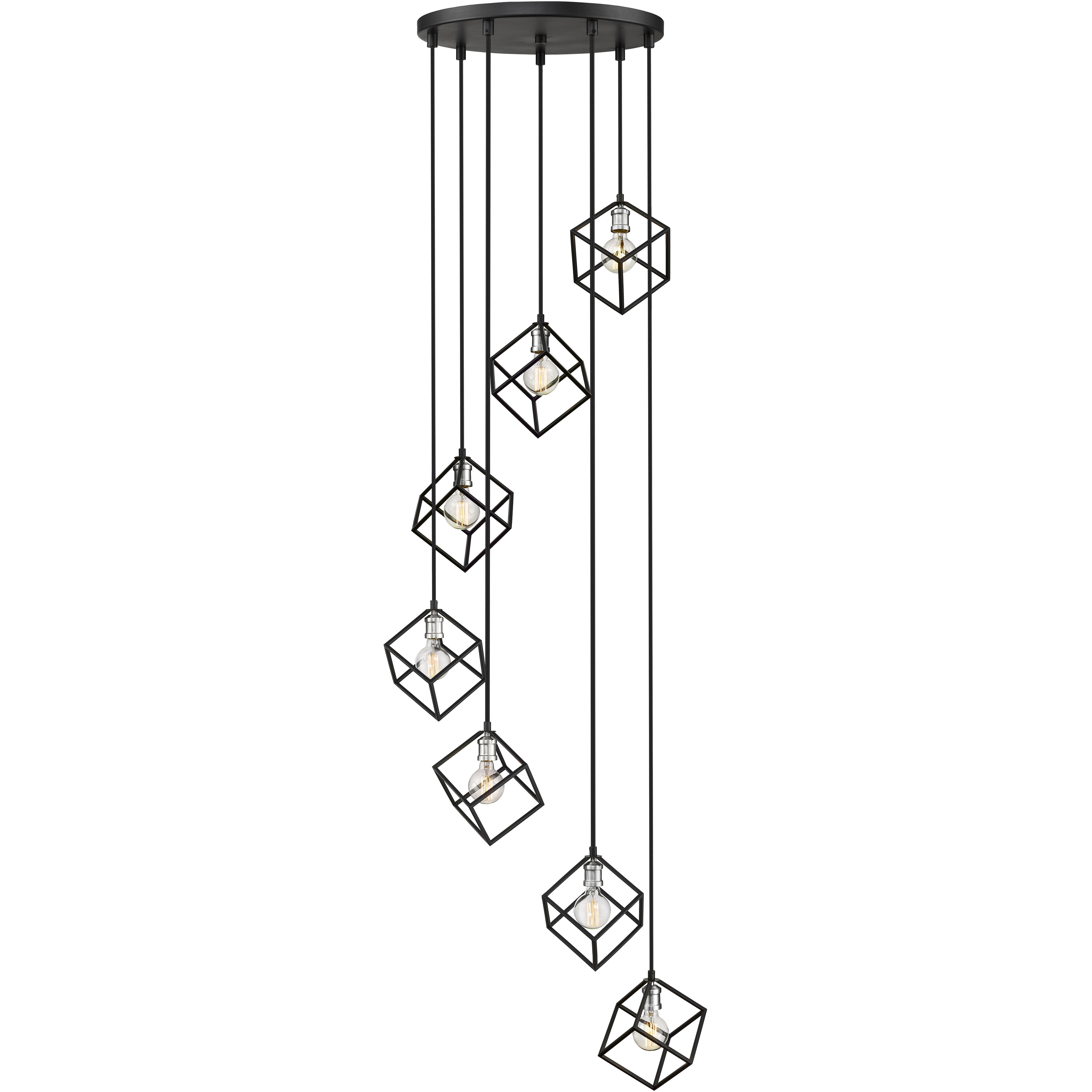 Vertical 7 Light 23.5 inch Matte Black and Brushed Nickel Chandelier Ceiling Light