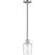 Remy 1 Light 5.25 inch Brushed Satin Nickel Mini Pendant Ceiling Light in Seedy Glass