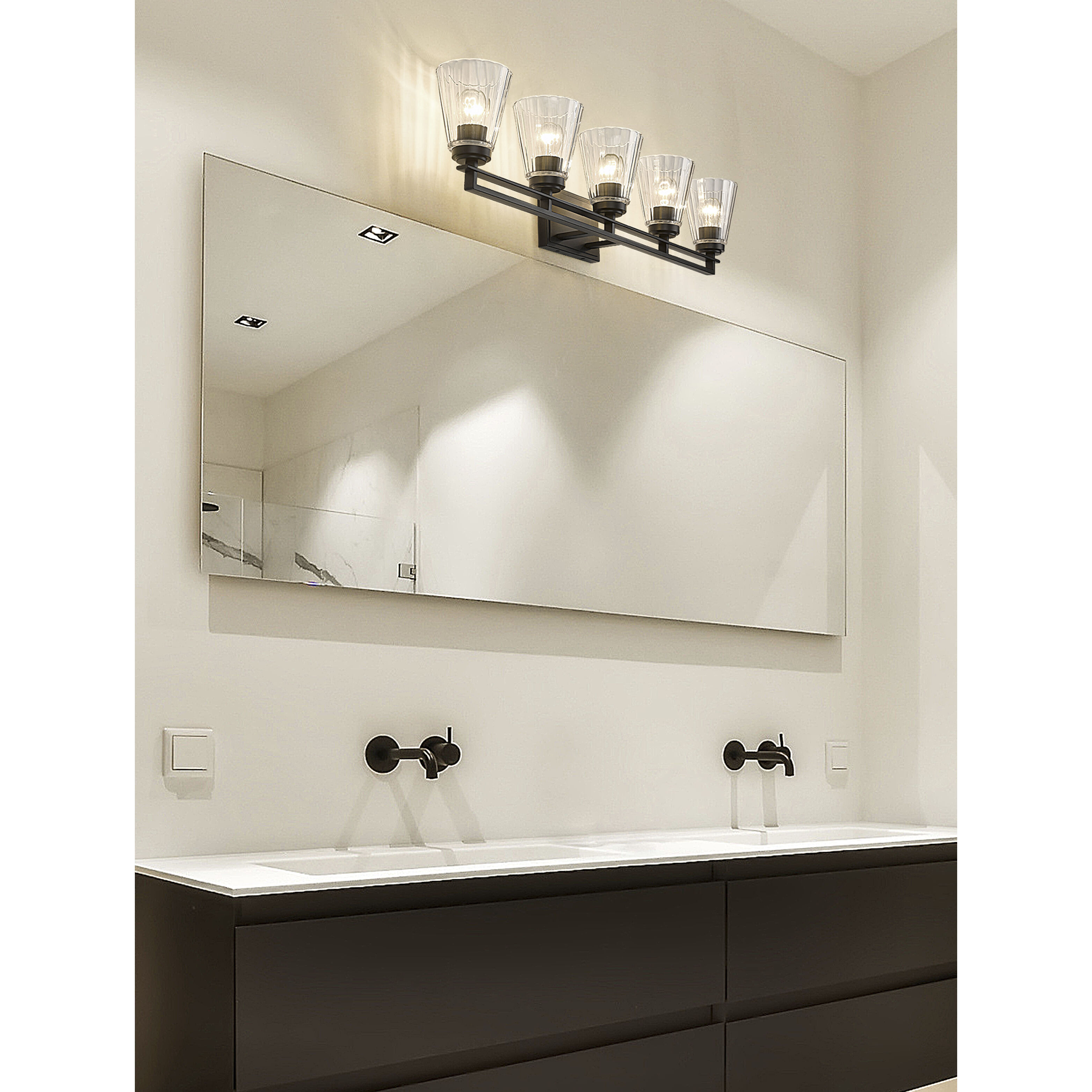 Lyna 5 Light 38.75 inch Matte Black Vanity Wall Light