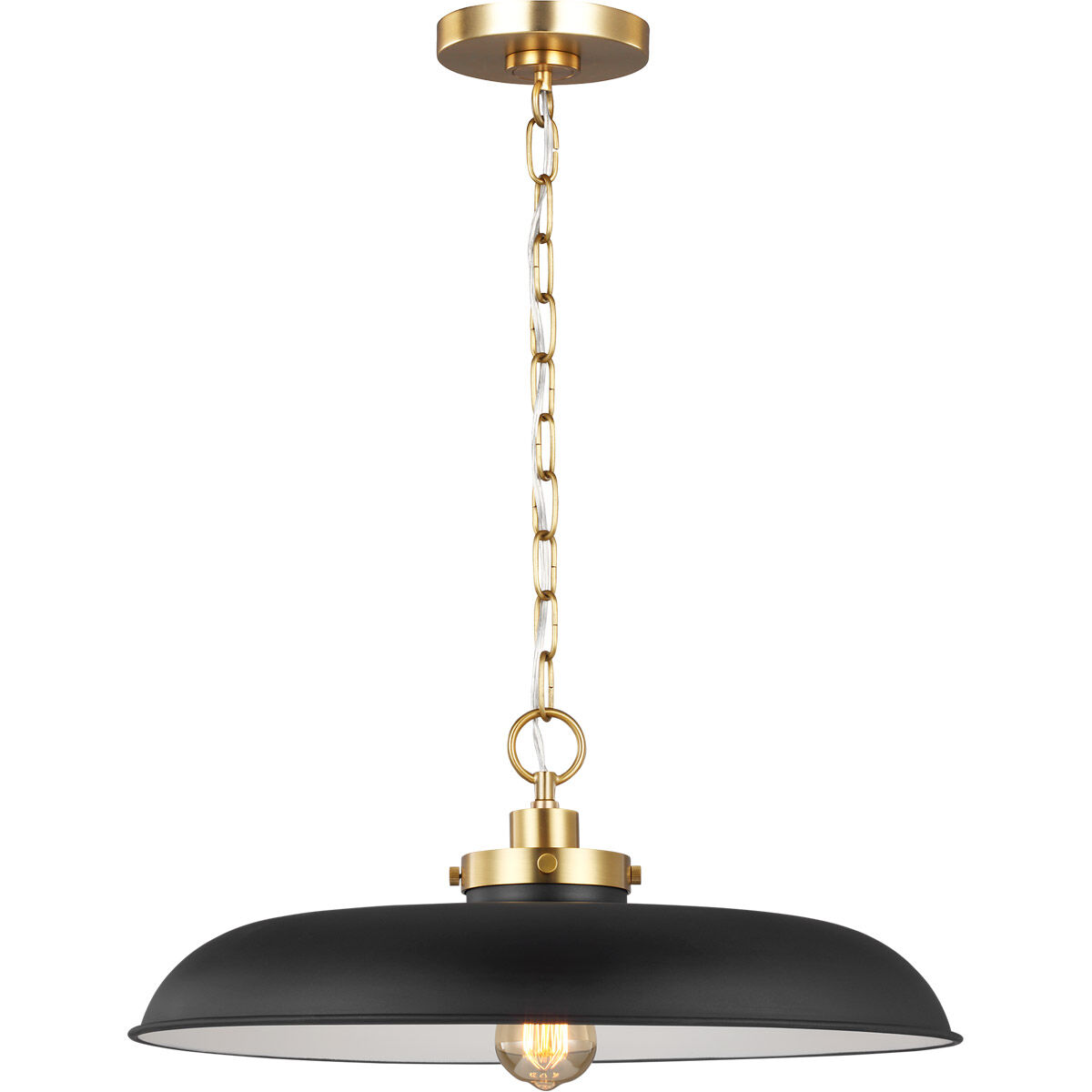 C&M by Chapman & Myers Wellfleet 1 Light 20 inch Midnight Black and Burnished Brass Pendant Ceiling Light in Midnight Black / Burnished Brass