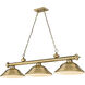 Cordon 3 Light 58 inch Rubbed Brass Billiard Ceiling Light in Rubbed Brass Metal