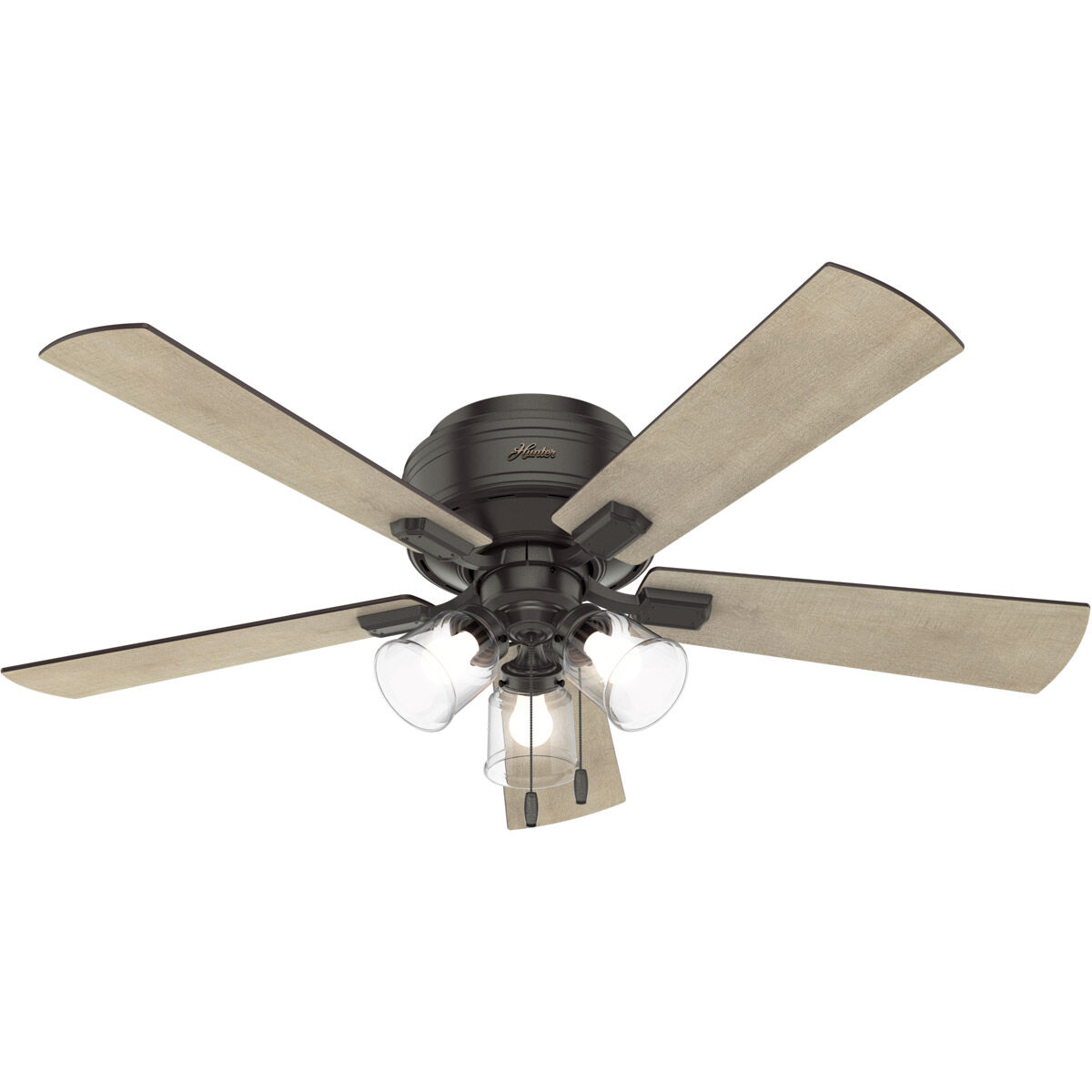 Crestfield 52 inch Noble Bronze with Bleached Grey Pine/Greyed Walnut Blades Ceiling Fan