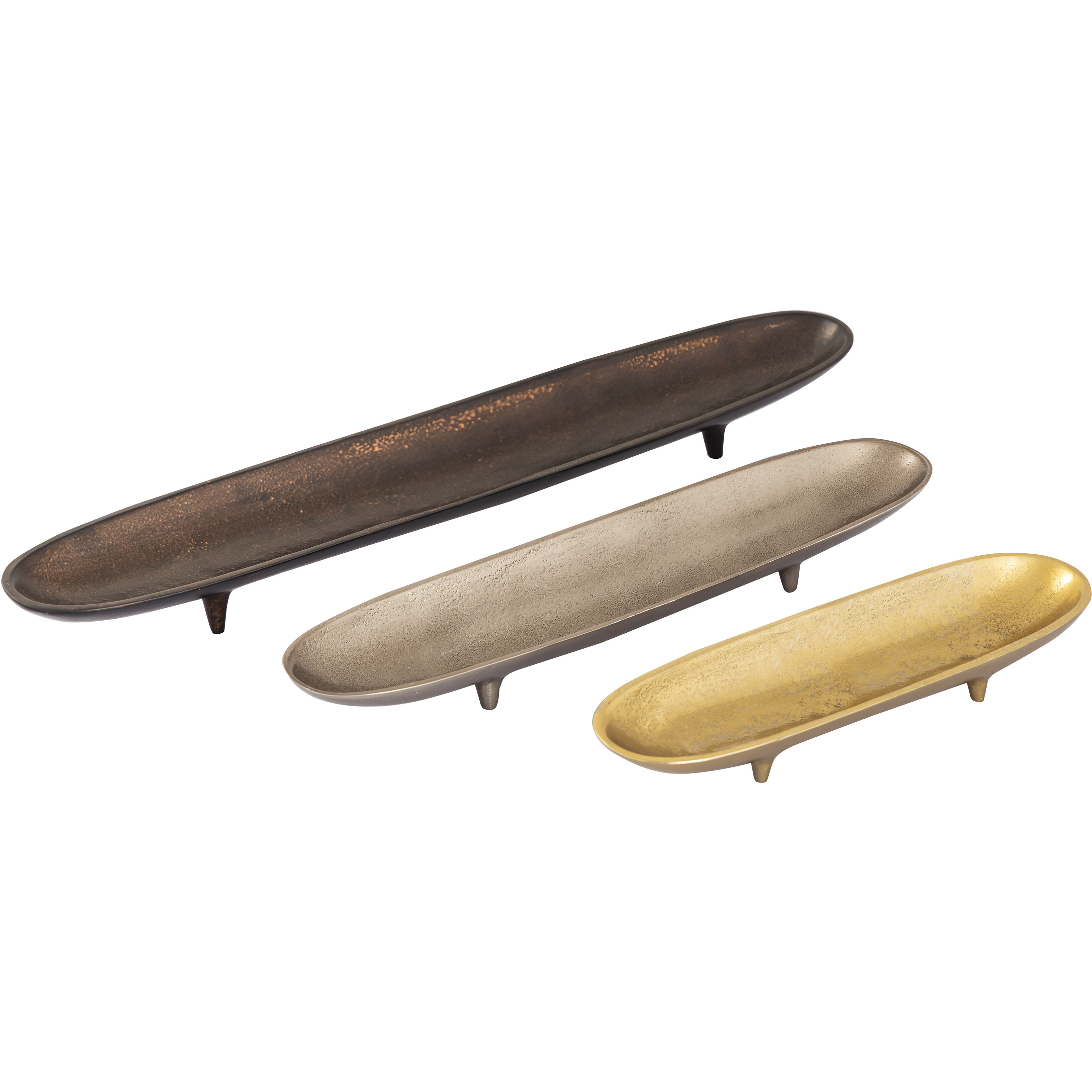 Bosco Nickel with Brass and Bronze Tray, Set of 3