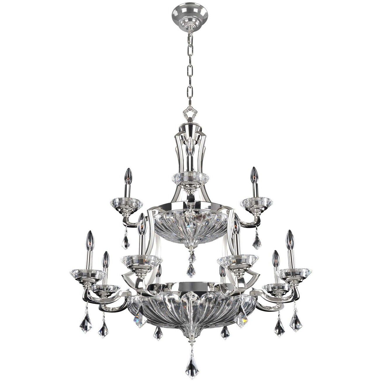Orecchini 12 Light 36 inch Two Tone Silver Chandelier Ceiling Light