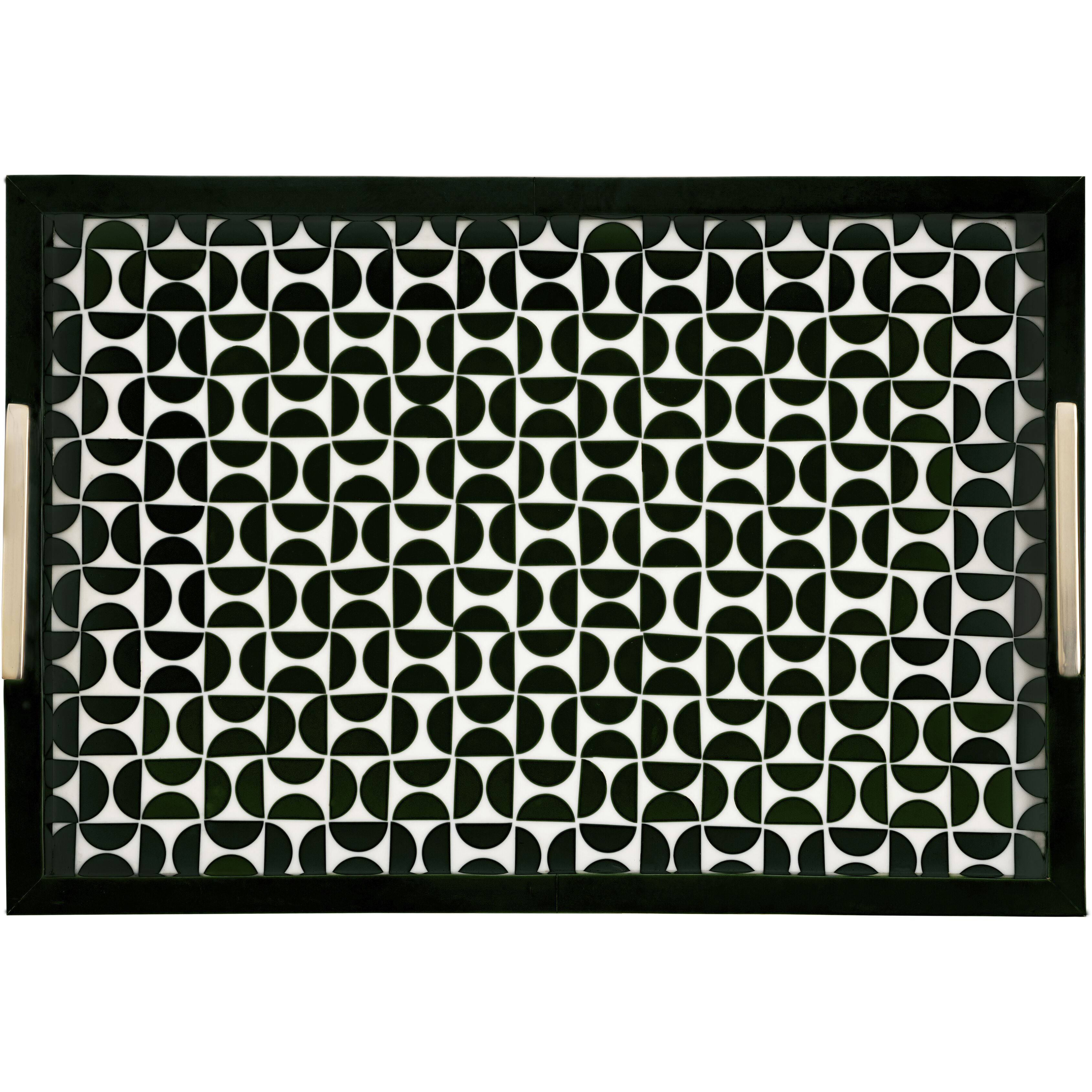 Futrelle Dark Green with White and Brass Tray, Set of 2