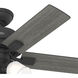 Crystal Peak 44 inch Matte Black with Dark Gray Oak/Greyed Walnut Blades Ceiling Fan