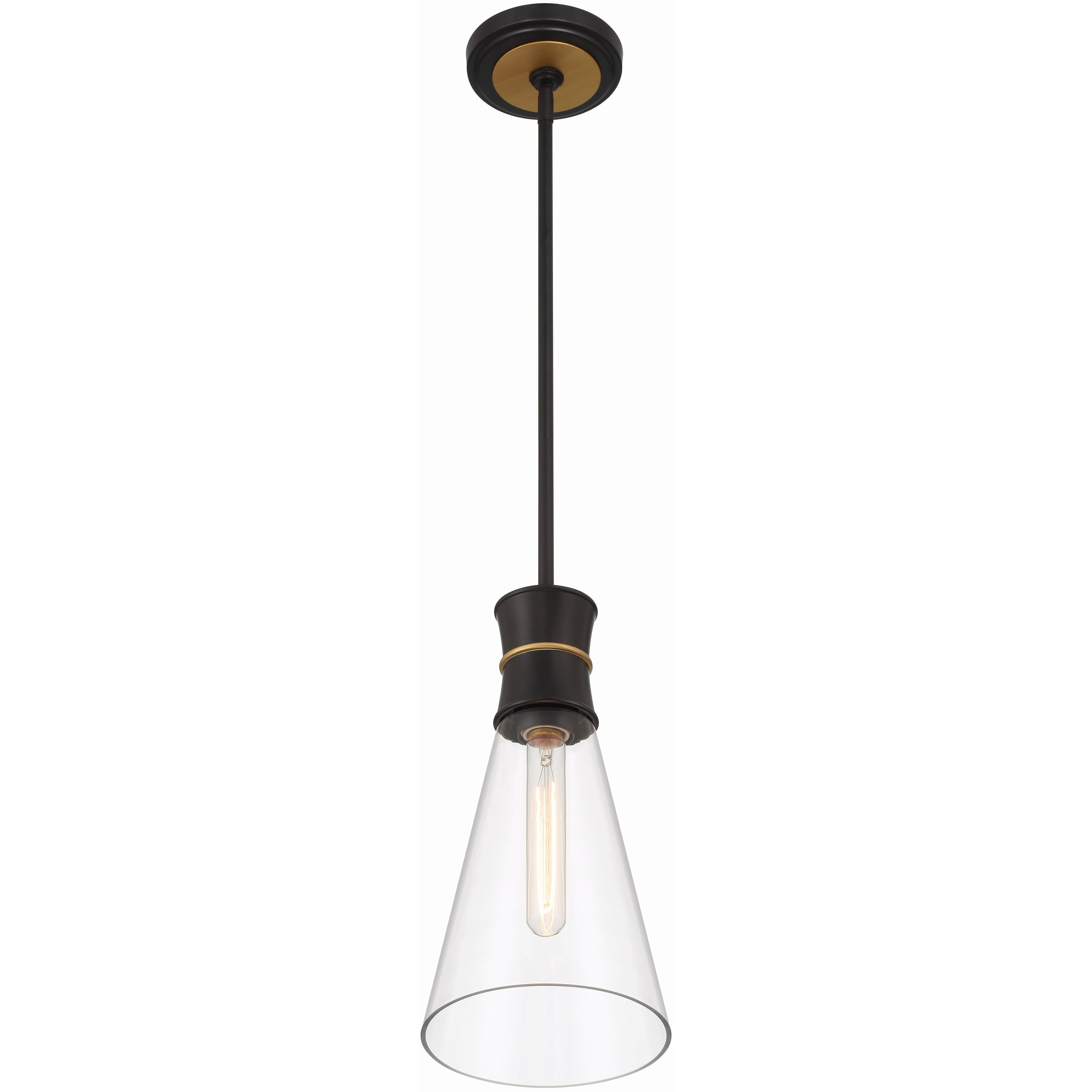 Quinn 1 Light 7 inch Matte Black and Textured Gold Mini Pendant Ceiling Light