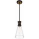 Quinn 1 Light 7 inch Matte Black and Textured Gold Mini Pendant Ceiling Light