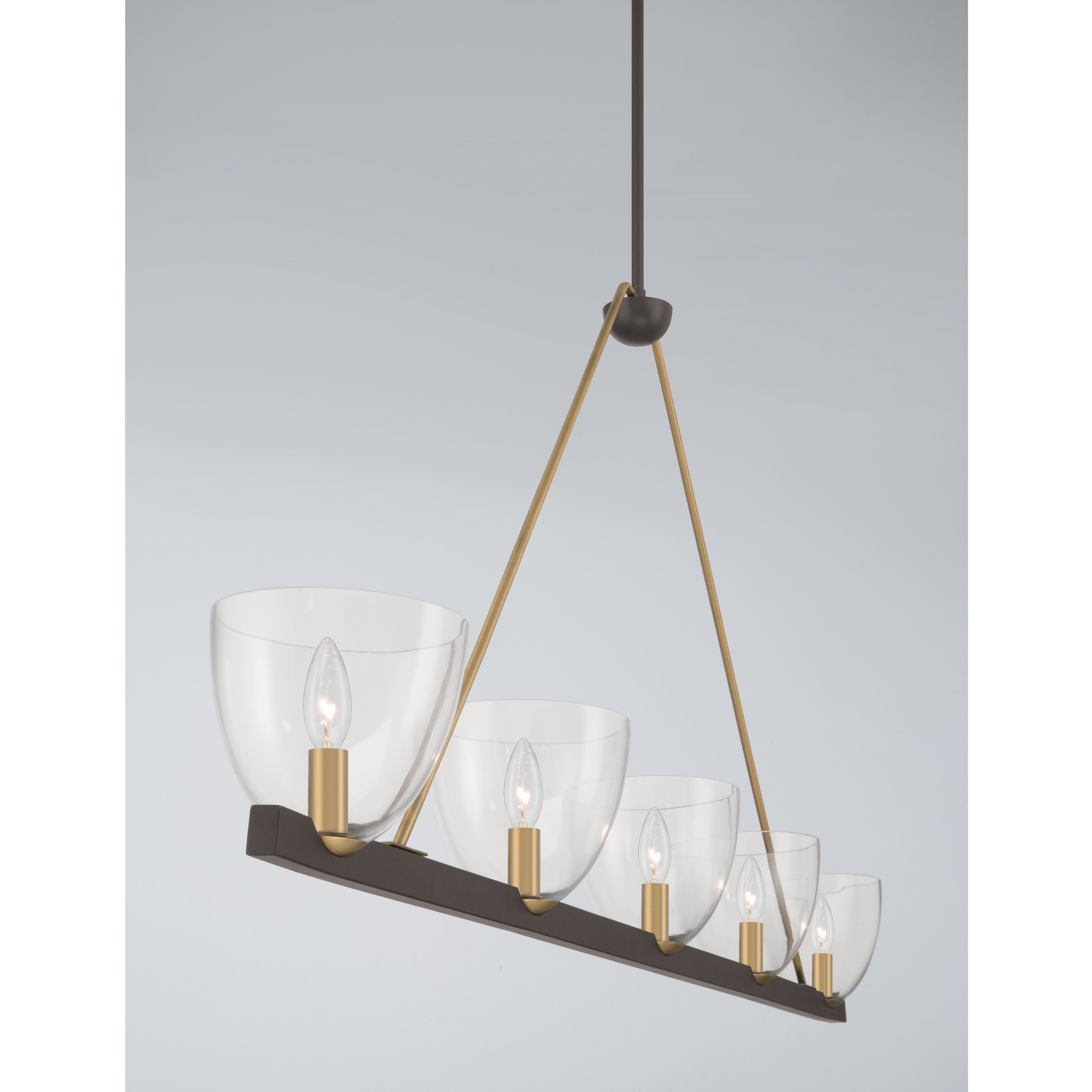 Noellea 5 Light 61 inch Dark Bronze and Legacy Brass Linear Chandelier Ceiling Light