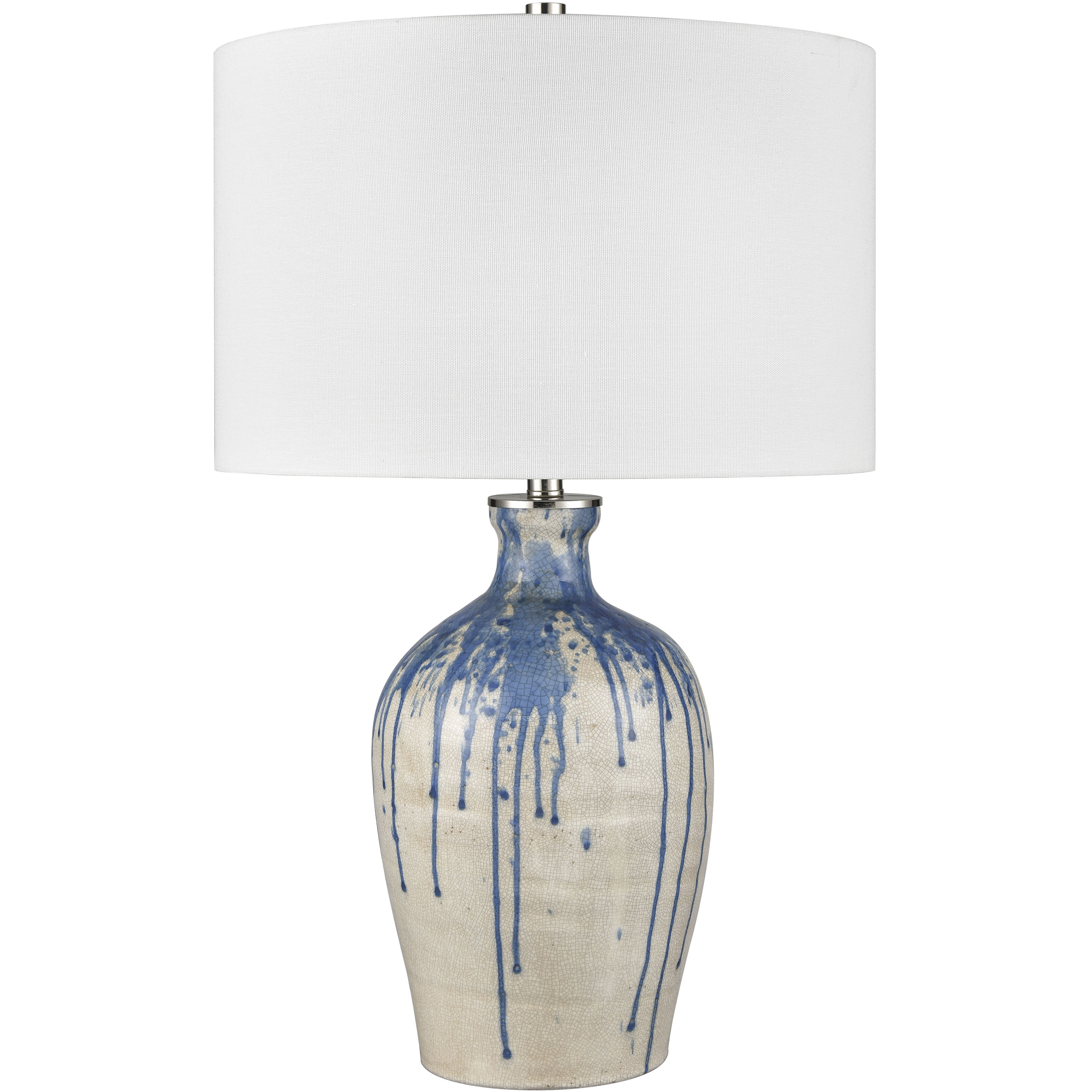 Winship 26 inch 150 watt White Crackle with Blue Table Lamp Portable Light