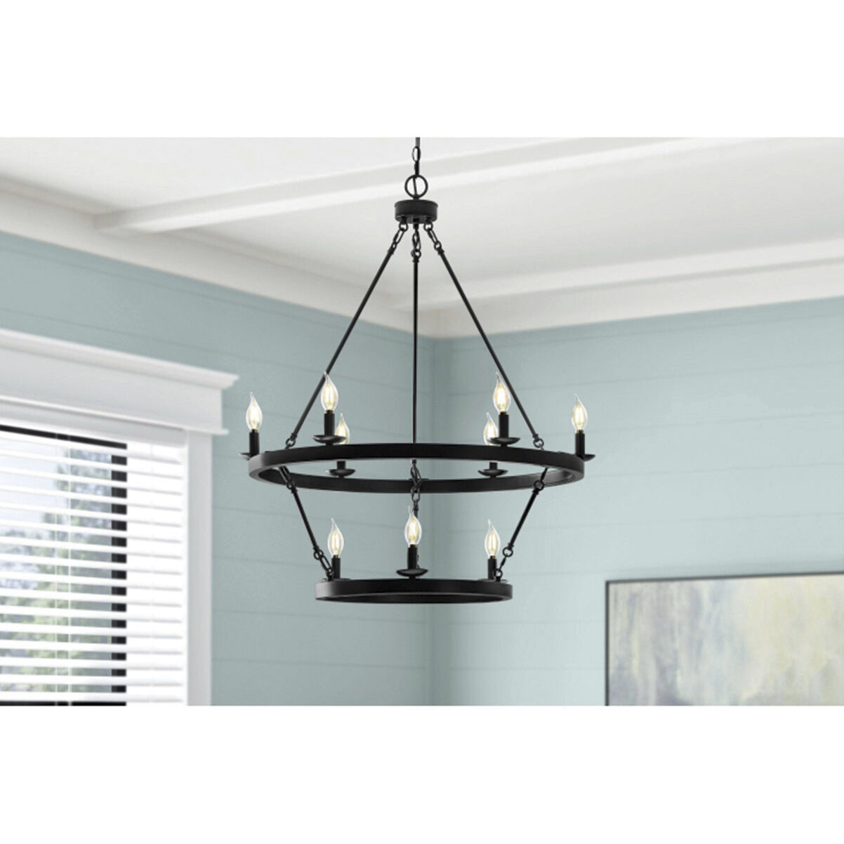 Melina 9 Light 34 inch Matte Black Chandelier Ceiling Light