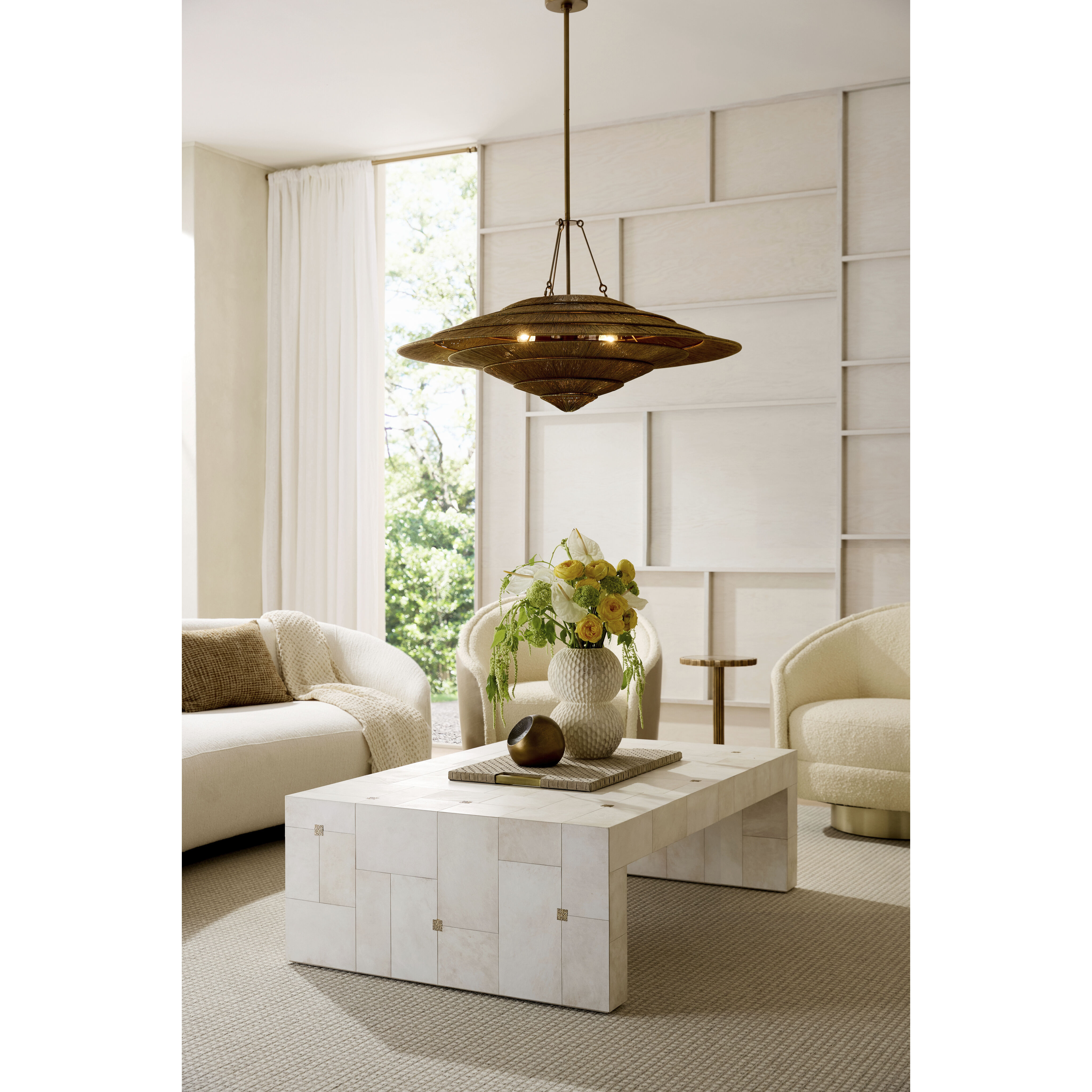 Madelyn 56 X 16.5 inch Ivory and Antique Brass Coffee Table