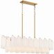 Addis 14 Light 51.75 inch Aged Brass Linear Chandelier Ceiling Light in Tronchi Glass White