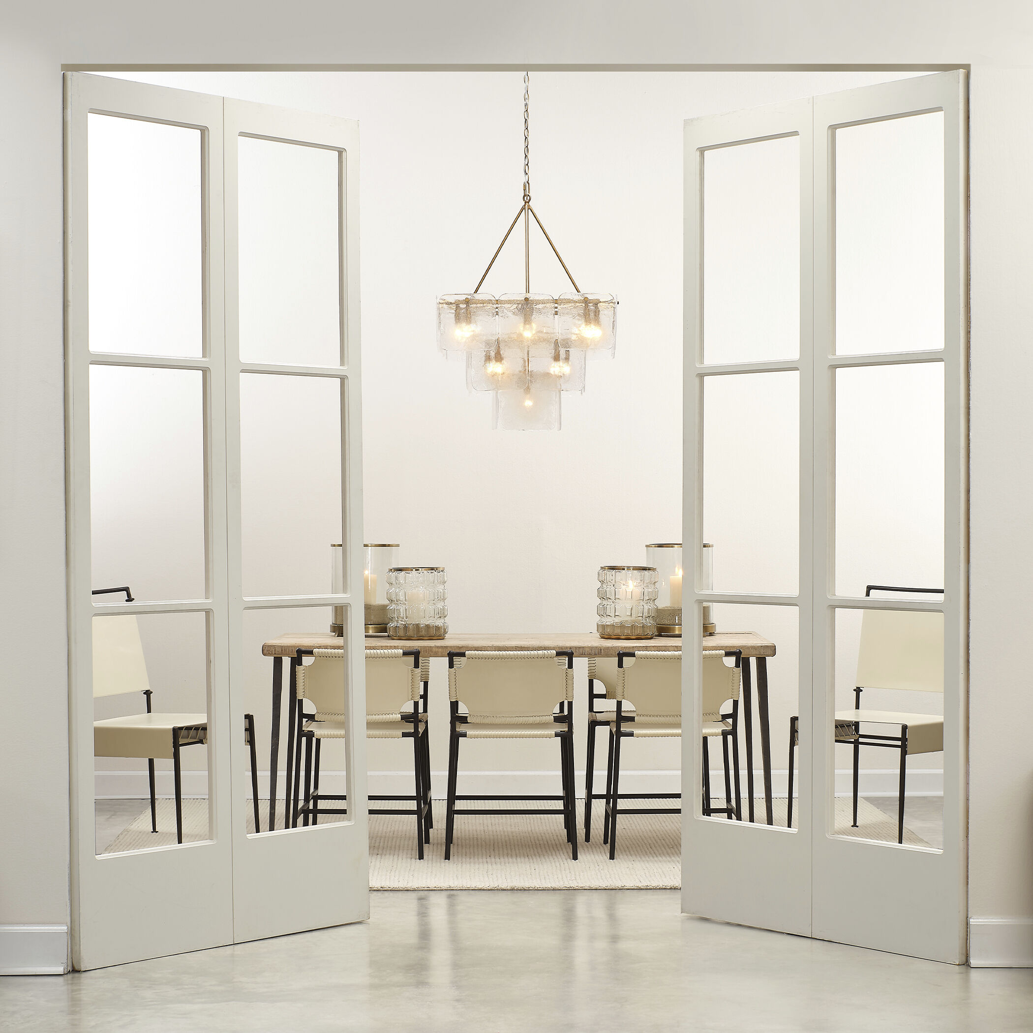 Perignon 24 Light 25 inch Melted Ice Glass & Antique Brass Three Tier Chandelier Ceiling Light