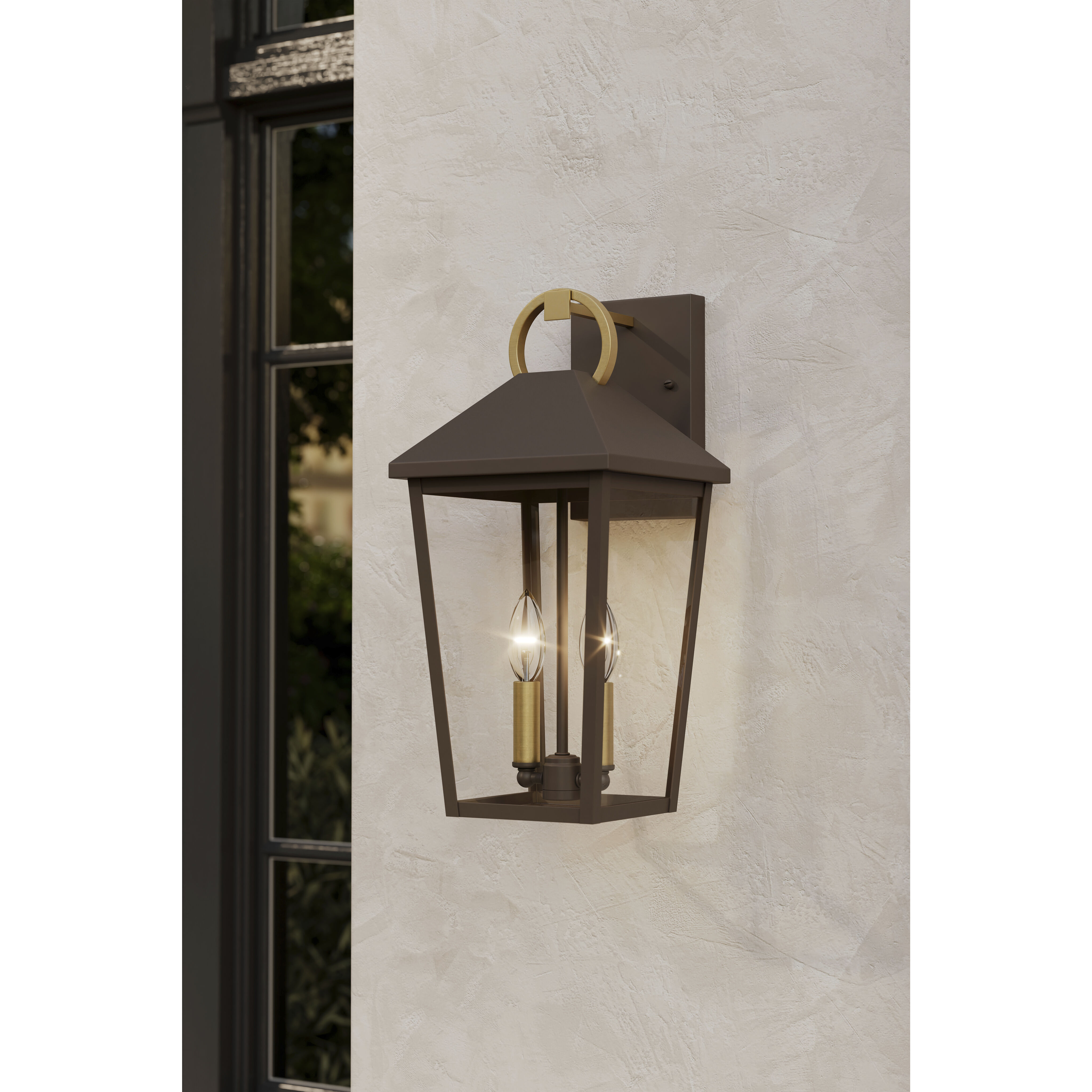 Bayra 2 Light 17 inch Painted Legacy Brass and Dark Bronze Outdoor Wall Lantern