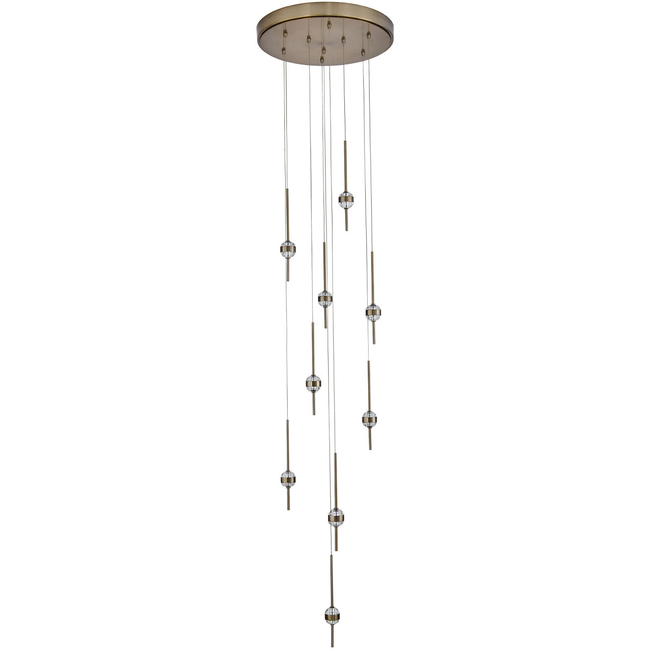 Goccia LED 21.75 inch Winter Brass Chandelier Ceiling Light