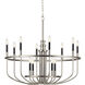 Capitol Hill 12 Light 34.75 inch Brushed Nickel Chandelier 1 Tier Large Ceiling Light, Large