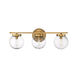 Mid-Century Modern 3 Light 24 inch Natural Brass Bathroom Vanity Light Wall Light