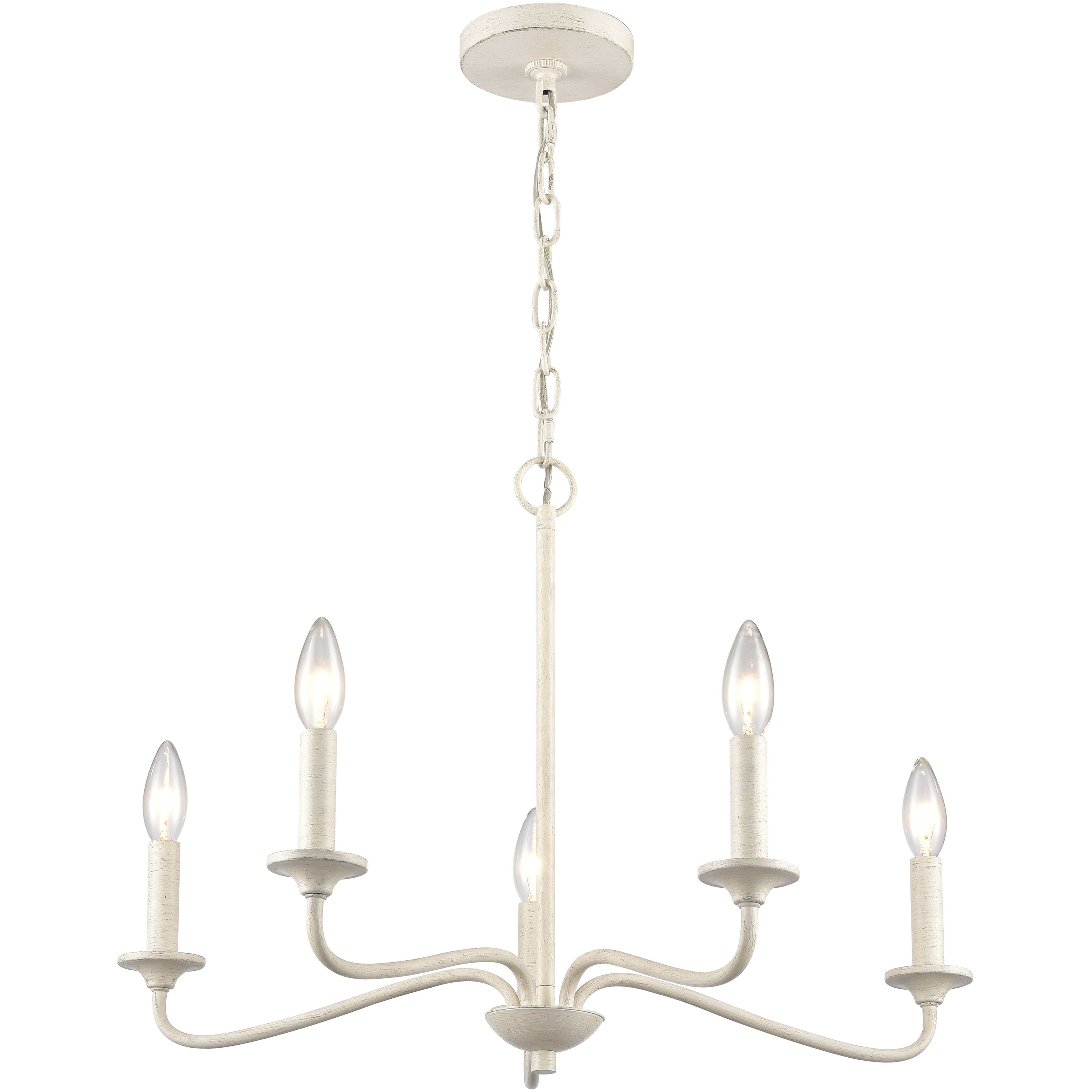Quinn 5 Light 23.75 inch Antique White Chandelier Ceiling Light