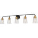 Ronna 5 Light 45 inch Black and Soft Gold Bath & Vanity Wall Light