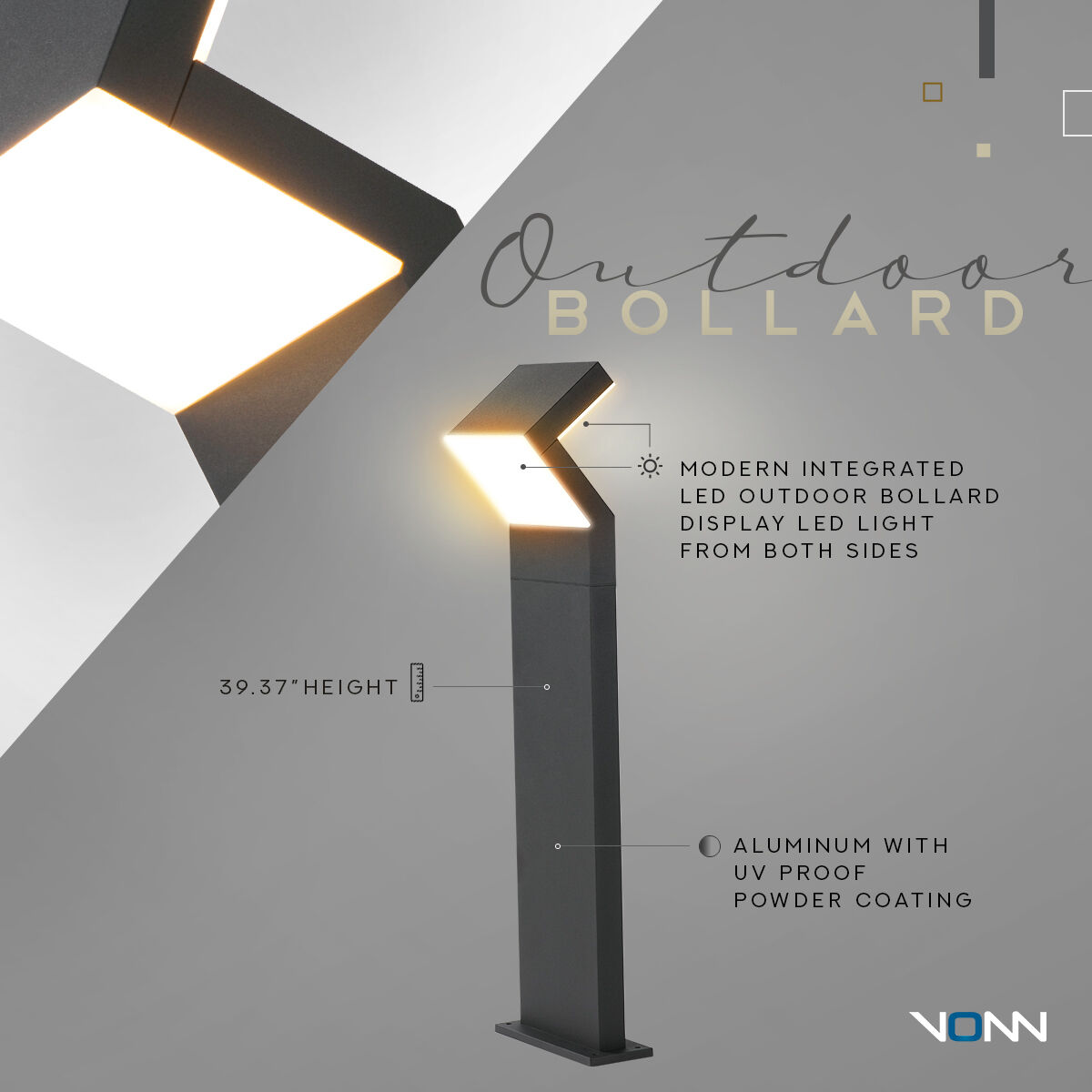 Modern 100V 16.83 watt Matte Black Outdoor Bollards