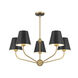 Xavier 5 Light 28 inch Vibrant Gold Chandelier Ceiling Light in Vibrant Gold and Matte Black