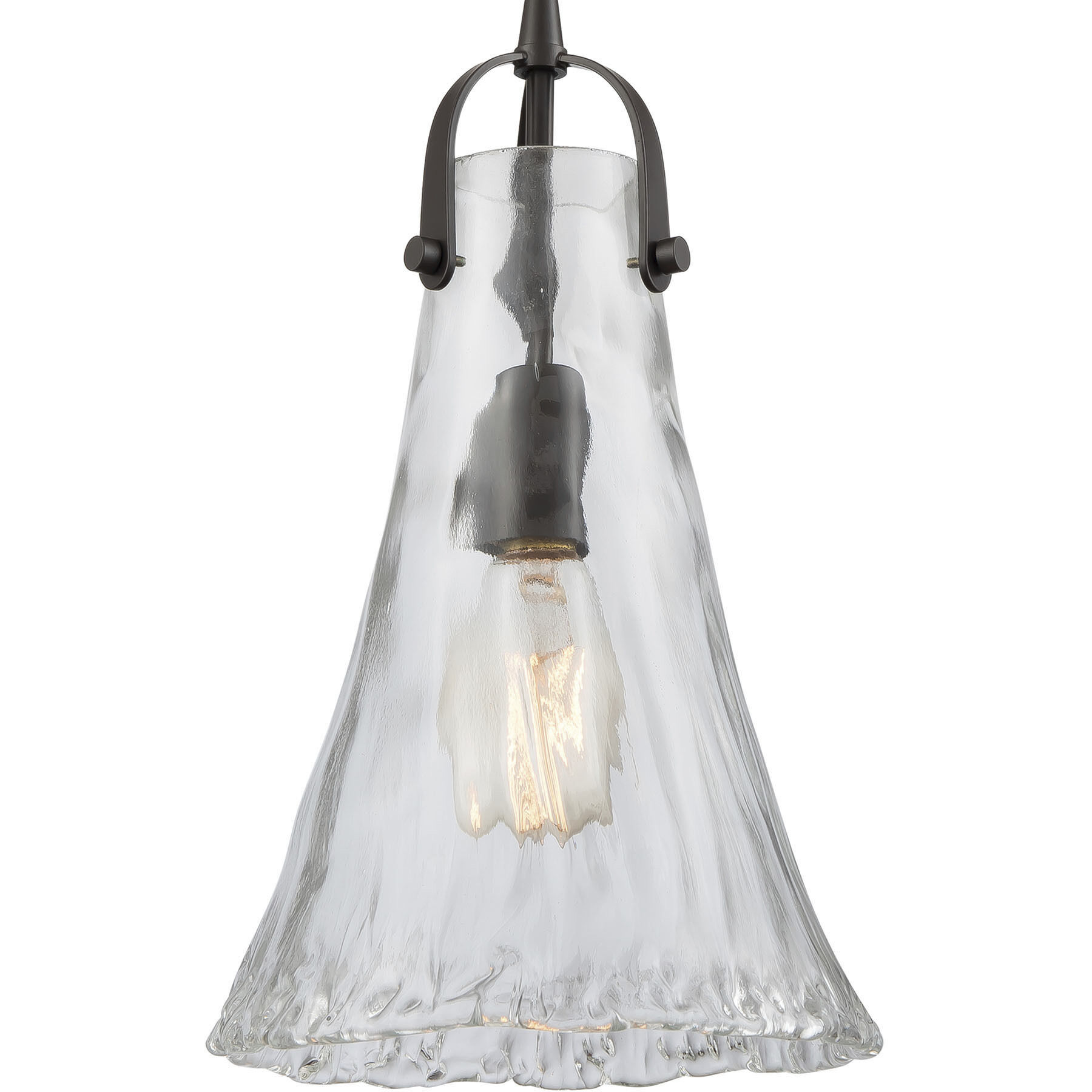 Hand Formed Glass 1 Light 8 inch Oil Rubbed Bronze Mini Pendant Ceiling Light