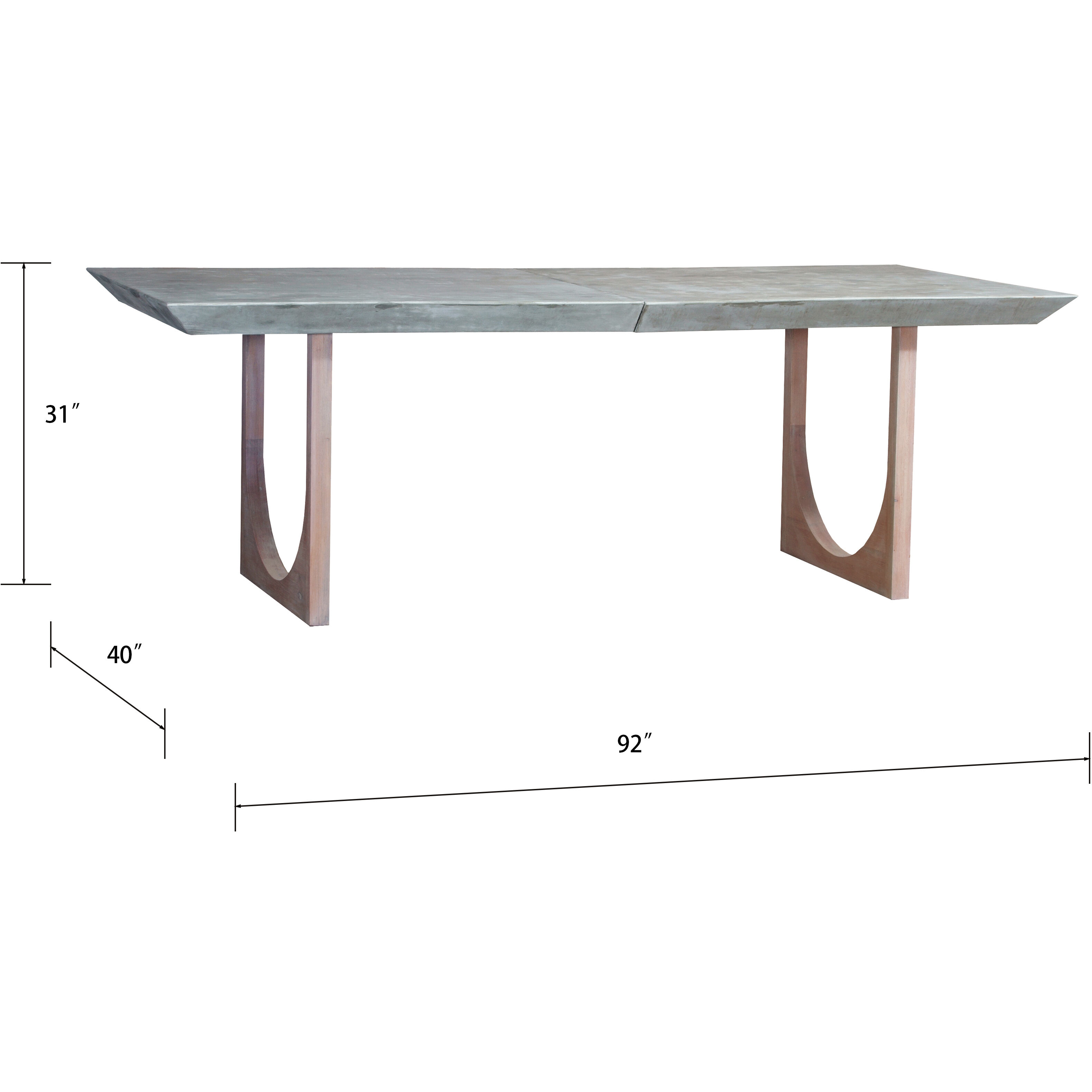 Innwood 92 X 40 inch Polished Concrete with Natural Dining Table