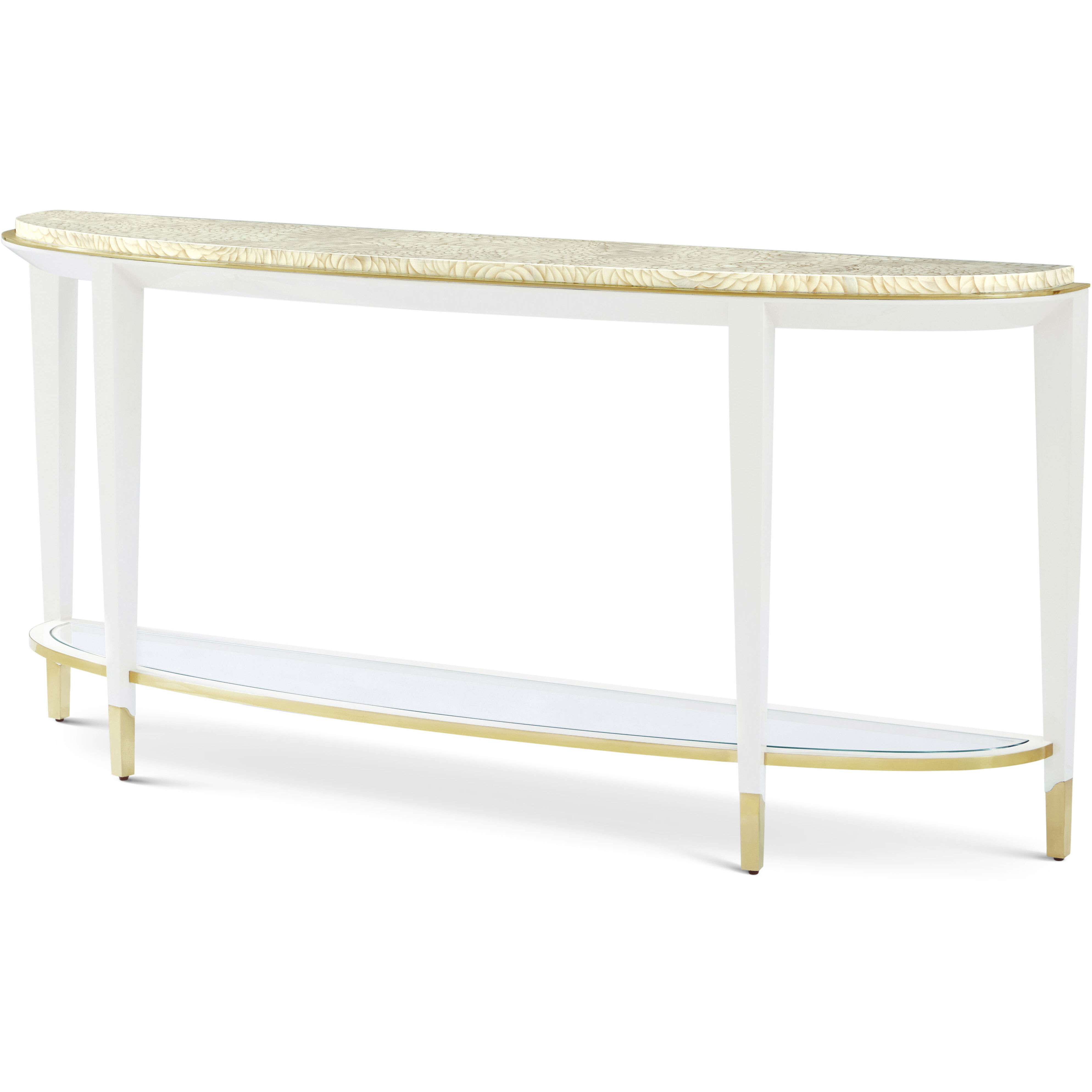 Judith Leiber Couture 73.5 X 15.5 inch Feather / Solstice / Polished Brass Console Table, Wooden