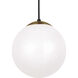 Leo - Hanging Globe Pendant Ceiling Light in Satin Brass