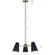 Harken 3 Light 23 inch Black/Gold Chandelier Ceiling Light