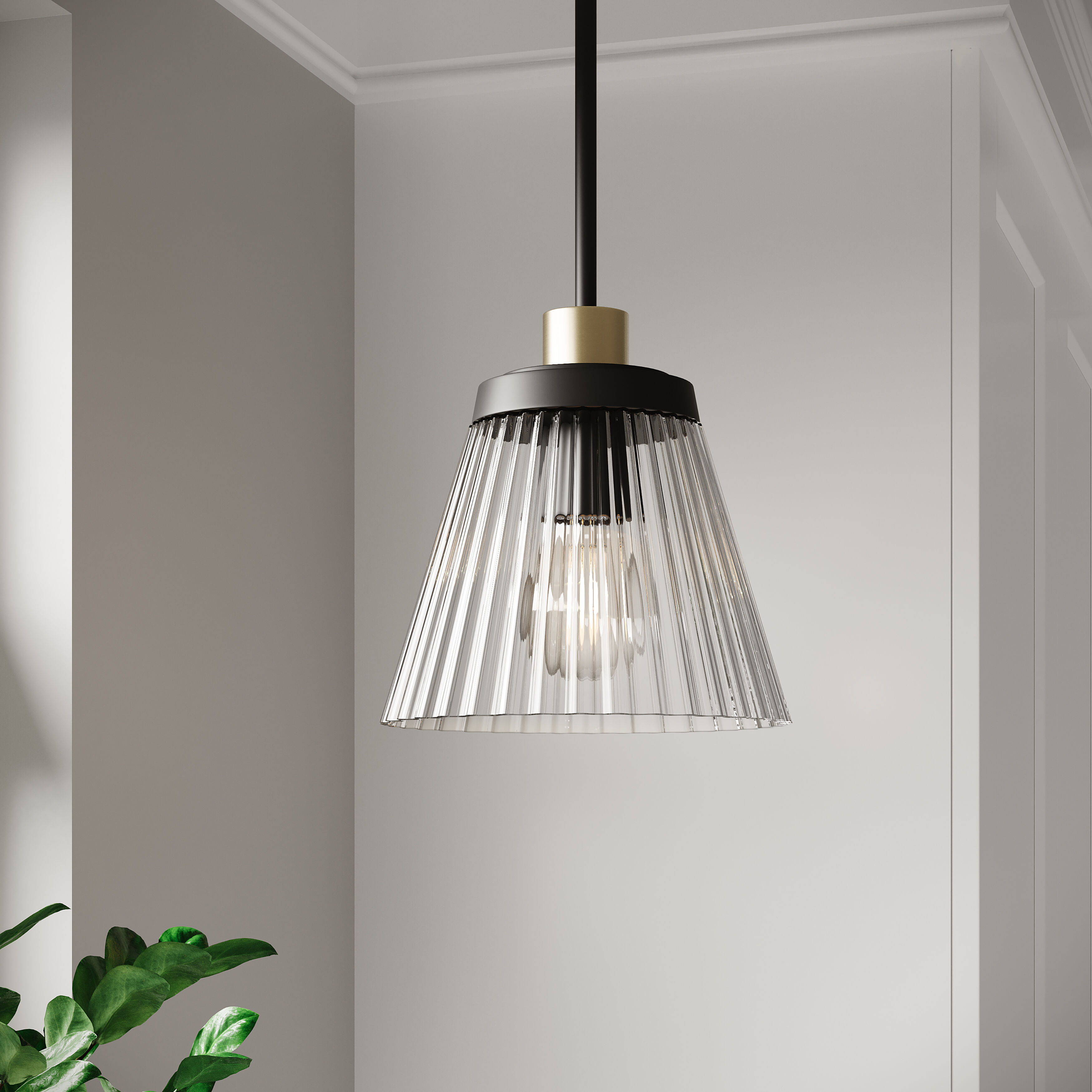 Lustria 1 Light 8 inch Matte Black and Vintage Brass Mini Pendant Ceiling Light