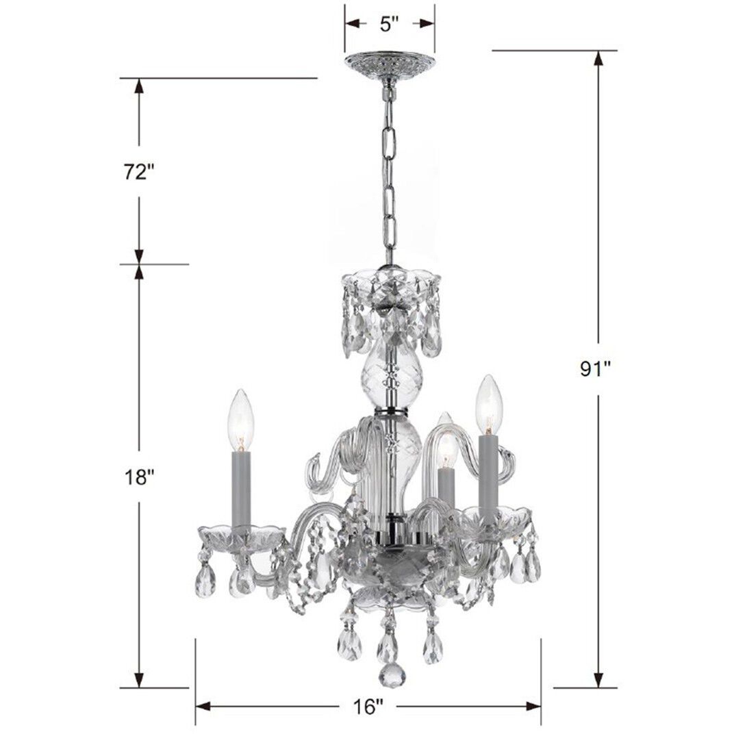 Traditional Crystal 3 Light 16 inch Polished Chrome Mini Chandelier Ceiling Light in Clear Spectra