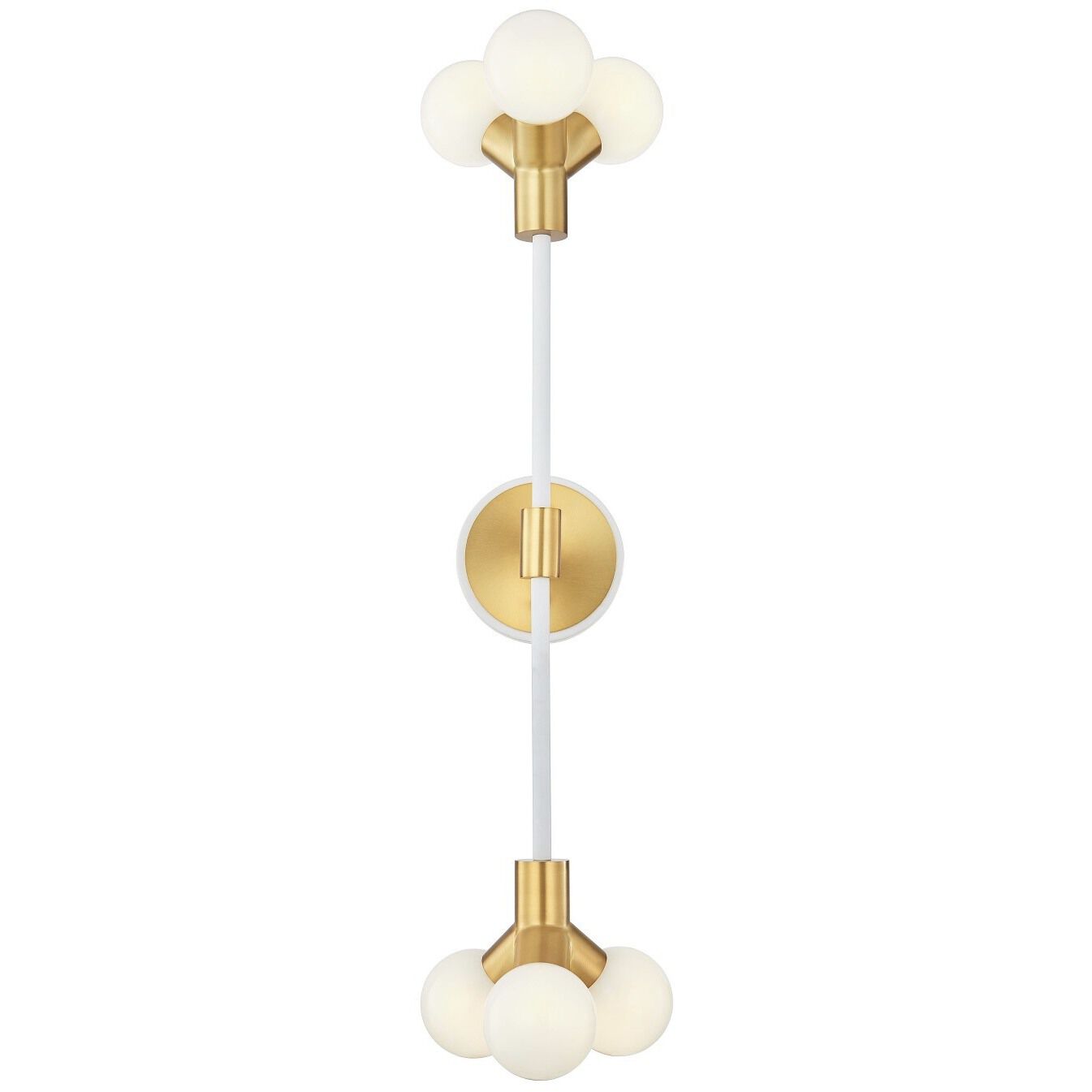 Tres Wall Sconce Wall Light in White And New Brass