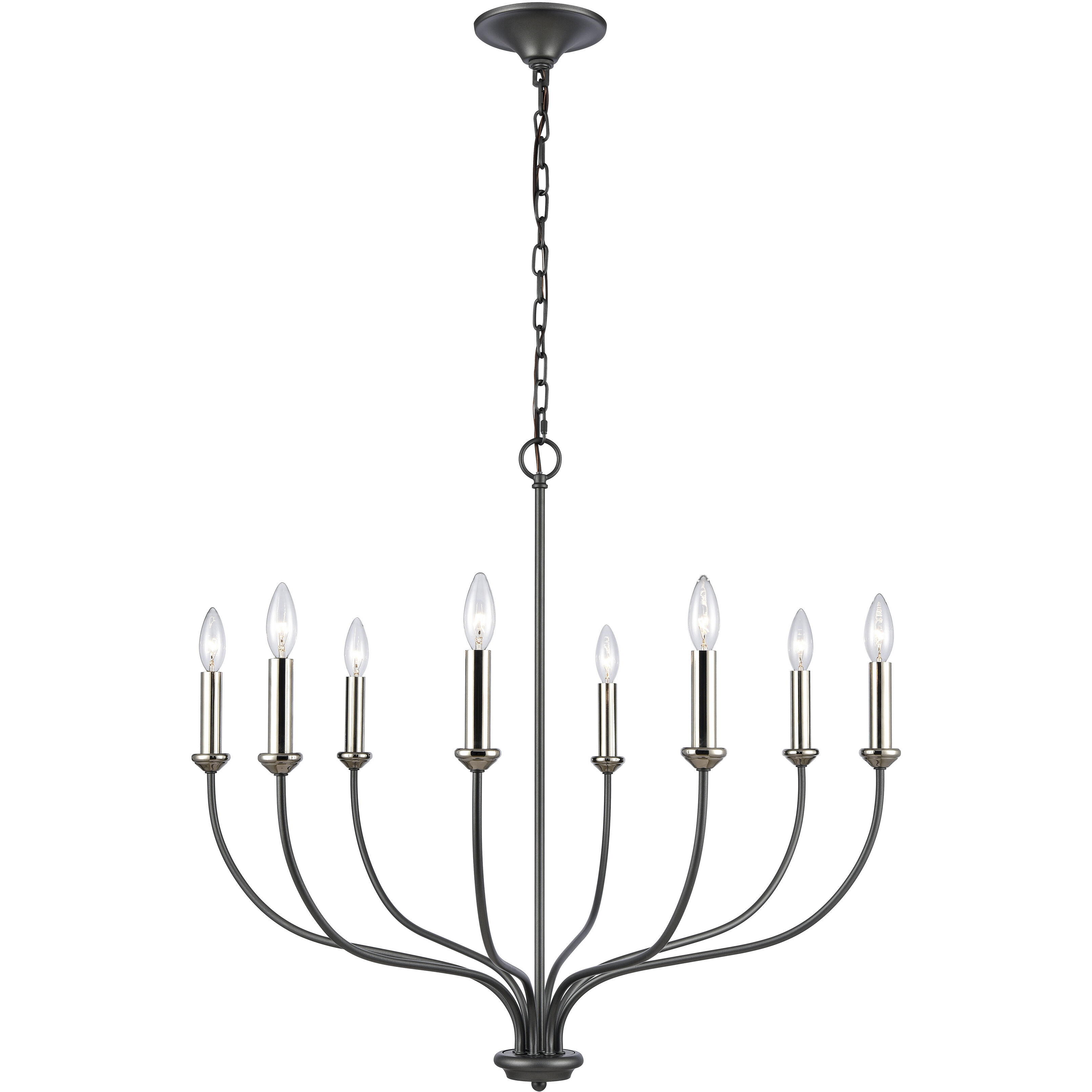Madeline 8 Light 32.5 inch Black with Polished Nickel Chandelier Ceiling Light