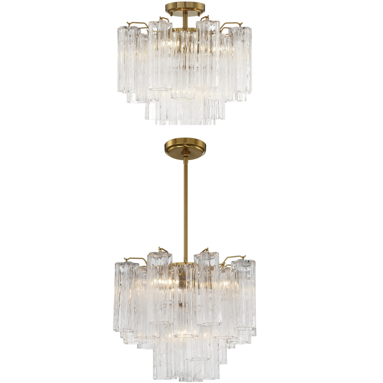 Addis 4 Light 17.75 inch Aged Brass Semi Flush Ceiling Light in Clear