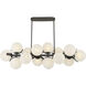 Vino Island Light Ceiling Light in Dark Bronze, White Etched Alabaster Glass
