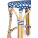 Tobias Blue & White Rattan Bar Stool