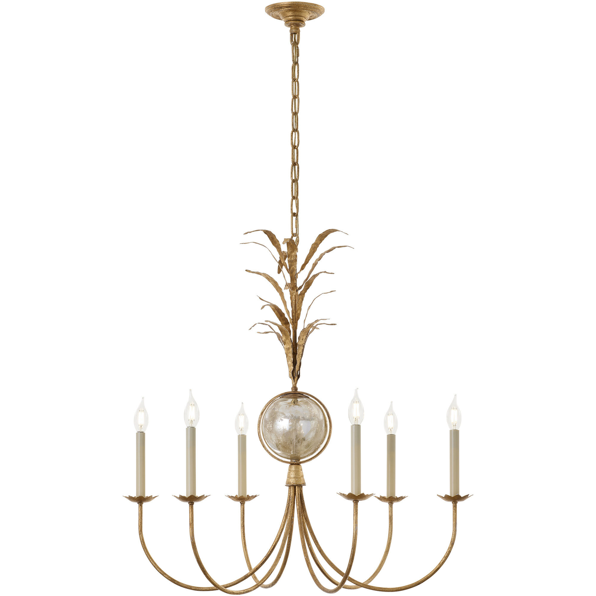 Chapman & Myers Gramercy 6 Light 32.5 inch Gilded Iron Chandelier Ceiling Light, Medium